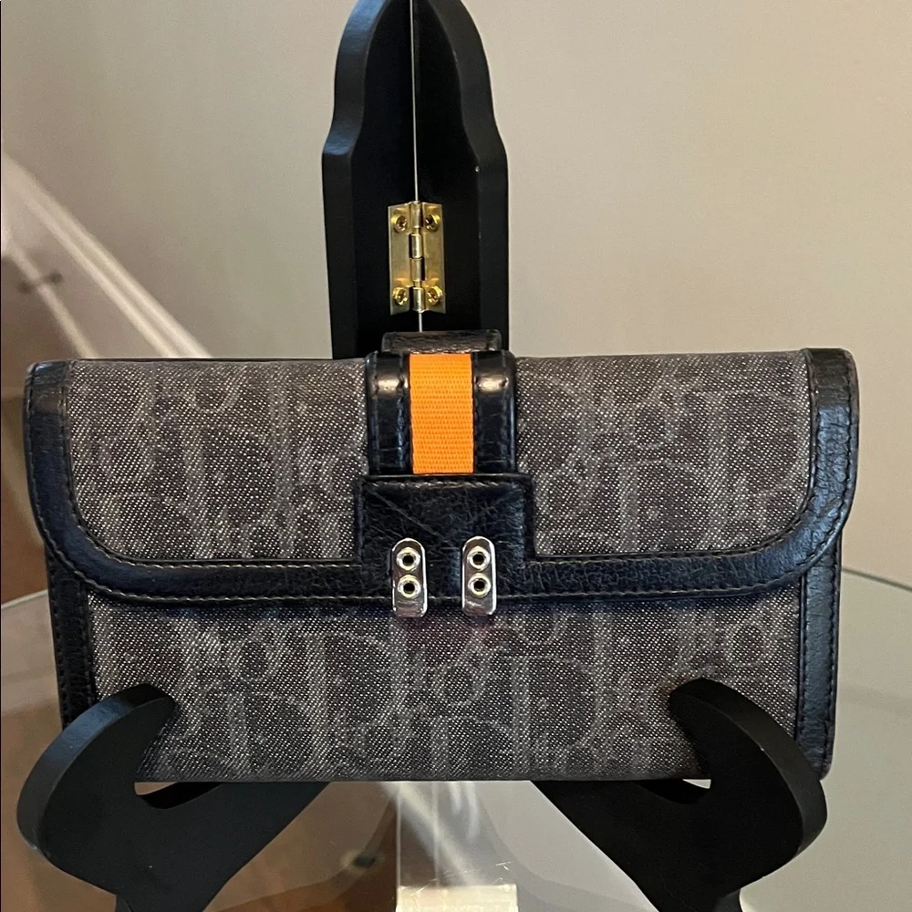 Vintage Christian Dior Canvas and Leather Long Wallet